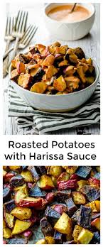 Tri Colored Roasted Potatoes With Harissa Sauce Recipe Roasted Potatoes Kosher Cooking Passover Recipes