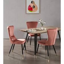 8 patins de protection pour les pieds. Table A Manger Coloris Noyer 4 A 6 Personnes 4 Chaises En Velours Rose Style Scandinave Cdiscount Maison