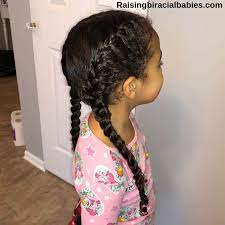 Braids and buns and bows, oh my! Braided Hairstyles For Mixed Hair Tutorial For French Braid Pigtails