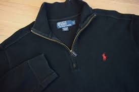 Black And Red Polo Jacket Polo Ralph Lauren Sweater Half Zip Black Cotton Pullover Red Pony Mens L Pullovers Outfit Cotton Pullover Pullover Sweatshirts