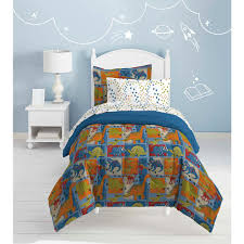 Good dinosaur twin sheet microfiber disney the set toddler bed bedding sets kids comforter buen dinosaurio pixar hojas de quilt doona duvet cover jumping beans full blue green mod. Dream Factory 7 Piece Blue Dino Blocks Twin Comforter Set 2a749102bl The Home Depot