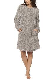 Maluuna Ladies Fleece Dress Cosy Dress Fleece Pullover Lounge Dress Nightie Homewear Dress Fleece Dress Long Womens Dresses Long Sleeve Dress Dresses
