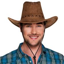 CHAPEAU DE COWBOY EVA MARRON COUTURE CORDON ADULTE