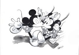 Garrido Sergio Original Inked Drawing Mickey And Minnie Mouse Swing Kiss Disney Tekenen Dingen Om Te Tekenen Disney Tatoeages Koppels