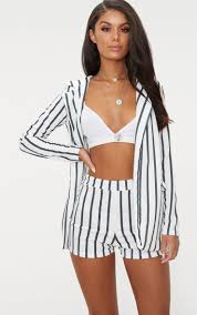 Black And White Striped Shorts Womens Black Stripe Suit Shorts Prettylittlething Usa Shorts Outfits Women Black And White Shorts Clothes Design