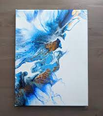 Painting has proven to be one of the most marketable forms of art. Acrylic Pour Painting Winter 9x12 Blue And Gold Original Dutch Pour Painting Canvas By Radabble On Etsy Htt Painting Acrylic Pouring Art Drip Painting