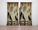Primitive Crow and Stars Window Curtains , Rustic Decor - Etsy