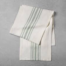 Striped Woven Table Runner Cream Green Hearth Hand With Magnolia Hearth Hand With Magnolia Striped Table Runner Farmhouse Table Setting