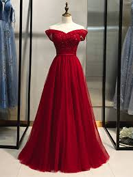 Maybe you would like to learn more about one of these? A Linie Ballkleid Brautkleid Lang Rot Tull Strass Perlen Carmen Ausschnitt