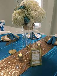 Oasis Blue Ivory And Gold Wedding Party Ideas Photo 13 Of 33 Teal Wedding Gold Wedding Teal And Gold