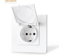 EU Standard German Wall Plug Socket Waterproof IP44 Electrical Socket  Outlet with Cover