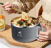 Microwave Ramen Bowl with Handles,304 Stainless Steel Liner Bowl,  Microwavable Soup Mug with Lid Large Soup Cups for Ramen Noodle Cereal