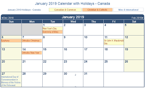 January 2019 Holiday Calendar 2019 Calendar Holiday Calendar Canada Holiday