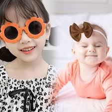 Baby Accessories Sunglasses With Headband Flower Brown