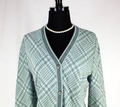 Butte knit was established by david schwartz in 1959 in spartanburg, south carolina. Vintage Sweater Cardigan Butte Knit Green And White Plaid Etsy