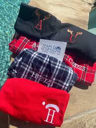 HOLIDAY UNISEX Family Embroidered Cotton Plaid Pajama Pant Set/christmas  Morning Pj Sets/gnomes, Gingerbread,elf, Etc/xs 4XL Shipping Quick