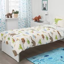 Fully upholstered in faux leather with a sturdy and durable hardwood frame, this kids' bed creates a magical and. Jattelik Duvet Cover And Pillowcase Dinosaurs White Twin Ikea