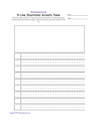 The students' haiku, paper and pencils/pens. Blank Illustrated Acrostic Poem Worksheets Handwriting Lines Worksheet Printout Enchantedlearning Com