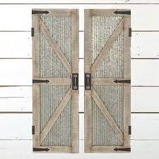 Corrugated Metal Wood Framed Barn Door Panel Wall Decor Set Of 2 Wood Barn Door Rustic Doors Diy Barn Door
