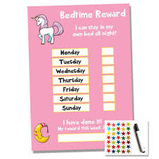 Unicorn Bedtime Nightime Reward Chart Kids Child Sticker Star Sleep Own Bed Ebay