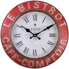 Vintage Rustic Red Cafe Paris French Wall Clock Kitchen Shabby Chic Retro Home Something Different Http Shabby Chic Wall Clock Rustic Wall Clocks Wall Clock