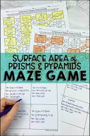Surface Area Of Prisms And Pyramids Maze Math Games Middle School Maze Game Fun Math Activities