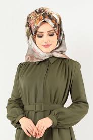 Modaselvim Esarp Ipek Tafta Esarp Pi8641 Haki Gri Moda Kiyafet Giyim