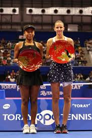 23 September 2018 Singles Champion Karolina Pliskova R Of The Czech Republic And Runner Up Naomi Osaka L Of Japan Pose For Photographs With The Trophie