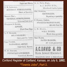 More Townie Jobs In The Old West The Cortland Register Of Cortland Kansas On July 8 1892 Lists A Gr Historical Romance Books Old West Historical Romance