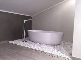 Vasca Da Bagno In Bagno Moderno Realizzato In Provincia Di Torino Italia Decorata Con Ciottoli Di Carra Relaxing Bathroom Bathroom Design Modern House Design