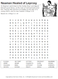 He had a slave girl who loved god. Naaman S Leprosy Is Healed Word Search Sermons4kids