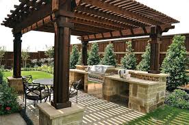 Another brilliant design for the outdoor kitchen settlement is shown in the image below. 89 Incredible Outdoor Kitchen Design Ideas That Most Inspired 089 Decoor Backyard Pergola Backyard Backyard Patio
