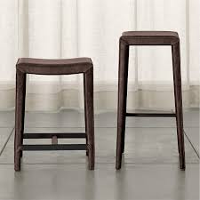 Use the flange bolts and ratchet wrench to ensure the stool at the table. Folio Saddle Top Grain Leather Backless Bar Stools Crate And Barrel