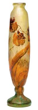 Daum Nancy Vase Ca 1900 Yellow Glass Etched And Enameled Decorated With Orchids Signed Daum Nancy H 23 5 Cm Daum Nancy Daum Art Deco Glass