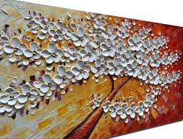 Azure Art White Flowers Art 3d Oil Painting Hand Painted On Canvas Wall Art Natural Wall Pictures Abstract Pai Framed Canvas Wall Art Wall Artwork Picture Wall