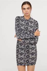 Fitted Jersey Dress Black Snakeskin Patterned Ladies H M Gb 1 Jersey Dress Dresses Hm Dress