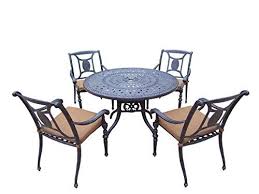Oakland Living Victoria 5 Piece Set With 46 Inch Round Table And 4 Sunbrella Cushioned Stackabl Outdoor Chaise Lounge Chair Oakland Living Patio Furniture Sets