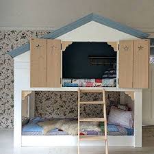 Opsetims Etagenbett Marchenbett Hausbett Jaffy 90x200cm Massivholz Kiefer Weiss Hellblau Mit Stern Etagenbett Hausbett Und Bett