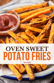 Oven Sweet Potato Fries Recipe Sweet Potato Fries Sweet Potato Recipes Fries Fried Potatoes