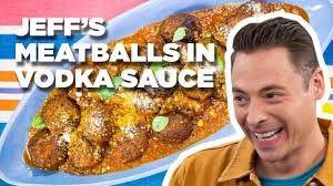 663 calories, 16.5 g total fat (5.6 g saturated fat), 45 g protein, 86 g carbohydrate, 13.6 g fibre, 107 mg cholesterol, 749 mg sodium. Jeff Mauro Makes Italian Meatballs In Vodka Sauce The Kitchen Food Network Youtube
