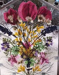 I layer the flowers in each folder between sheets of plain paper to separate them for easier access/viewing. Real Pressed Flower Arrangement On Glass In 5 X 6 Metal Frame Etsy Pressed Flower Art Framed Flower Art Flower Frame