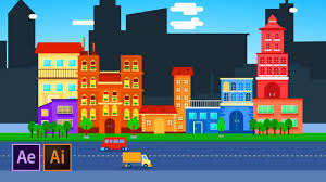 How To Create A Cartoon Animated City After Effects Illustrator Tutorial Create A Cartoon Illustrator Tutorials City Cartoon