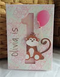 2 adding a creative touch. Handmade Personalised 1st Birthday Card Girl Monkey Jasber Creations On Madeit