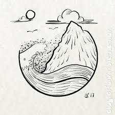 Drawing A Minimalistic Ocean Scene Ocean Drawing Elephant Art Minimalist Drawing