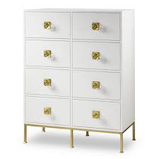 Formal White Lacquer 8 Drawers Tall Dresser Dresser Drawers Gold Wood Resource Decor