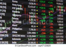 Asia Pacific Stock Market Data And Candle Stick Graph Chart On Monitor