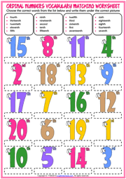 Effective for teaching and learning ordinal numbers vocabulary. Ordinal Numbers Esl Vocabulary Worksheets