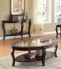 Riley Walnut Glass Wood Sofa Table Coffee Table Coffee Table End Table Set Glass Wood Coffee Table