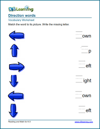 Practice following instructions while completing a number of different read the instructions carefully and give directions in the correct order. Kindergarten Vocabulary Practice Direction Words K5 Learning