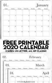 Free Printable 2020 Monthly Calendar Classic Lovely Planner Free Calendar Template Free Printable Calendar Monthly Free Printable Calendar Templates